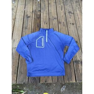 Peter Millar Crown Sport Pullover Medium Blue Perth Performance 1/4 Zip Stretch